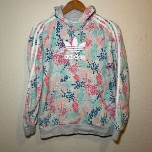 Adidas Girls XL Womens S Hoodie Sweatshirt Floral Multicolor Pastel Athletic